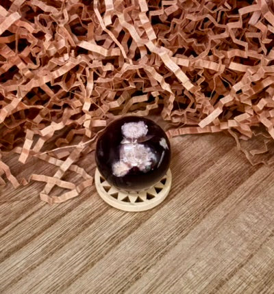 Black Flower Agate Sphere