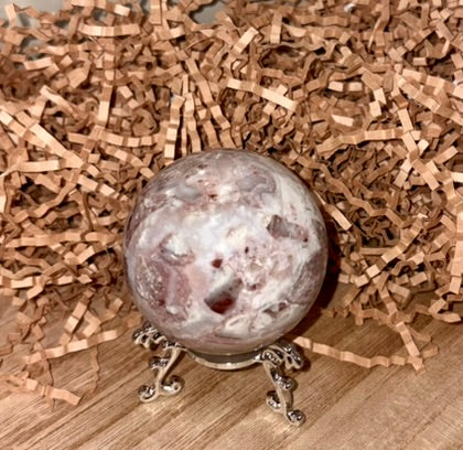 Pink Indonesian Crazy Lace Agate Sphere