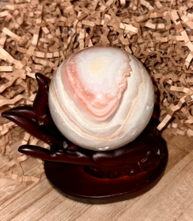 Pink Indonesian Crazy Lace Agate Sphere
