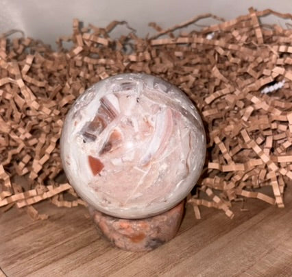 Pink Indonesian Crazy Lace Agate Sphere