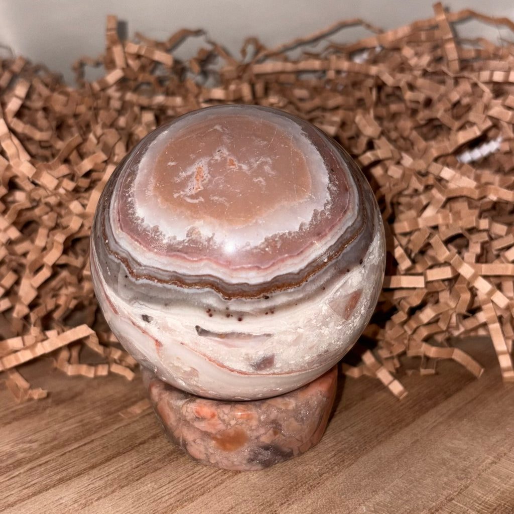 Pink Indonesian Crazy Lace Agate Sphere