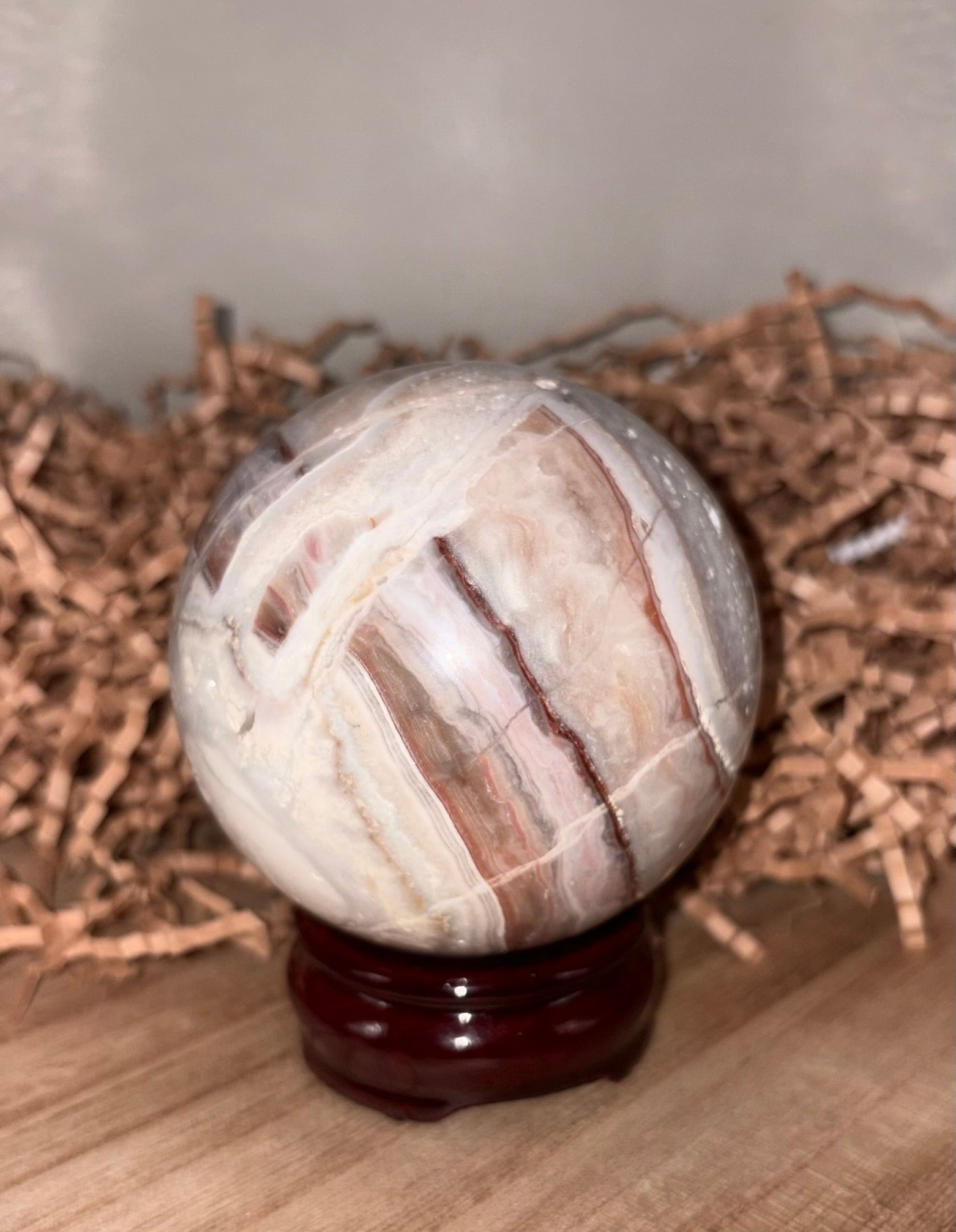 Pink Indonesian Crazy Lace Agate Sphere