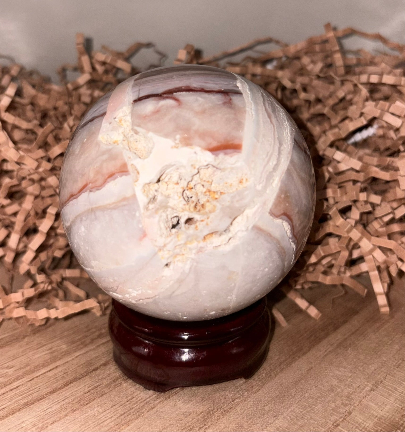 Pink Indonesian Crazy Lace Agate Sphere