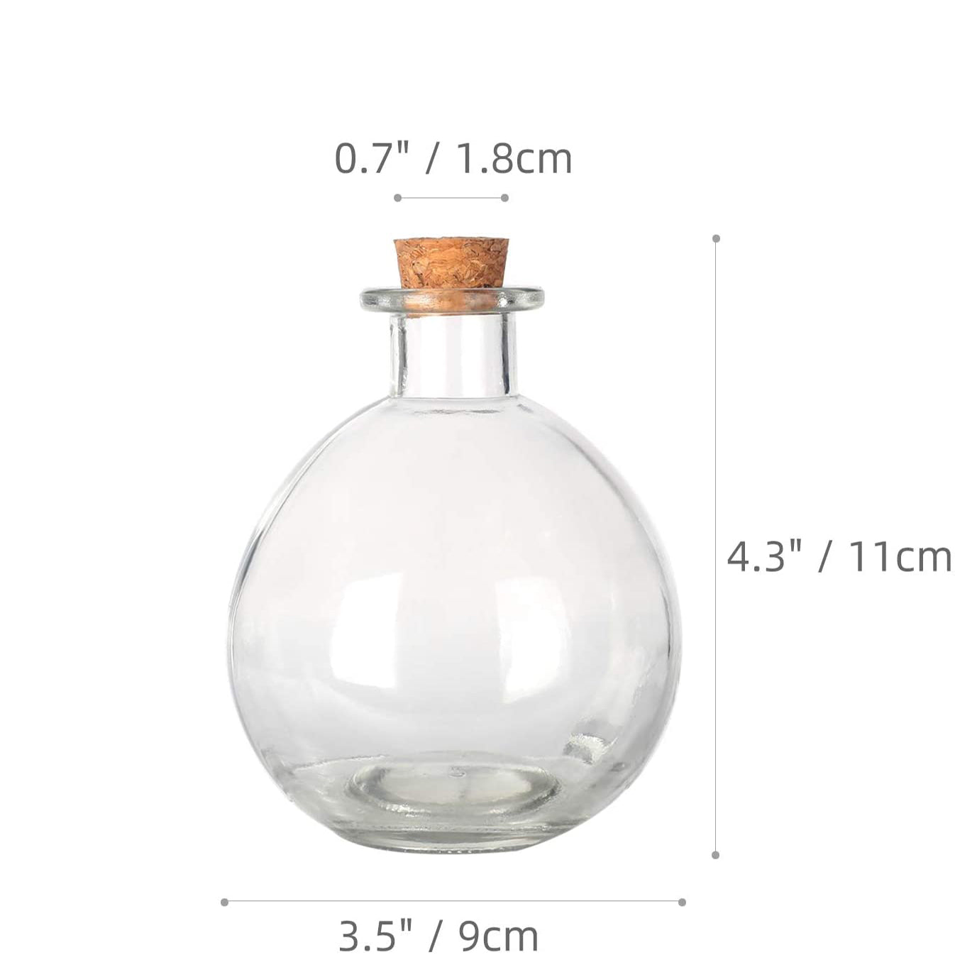 Round Glass Intention Bottle with Cork - 250 ml