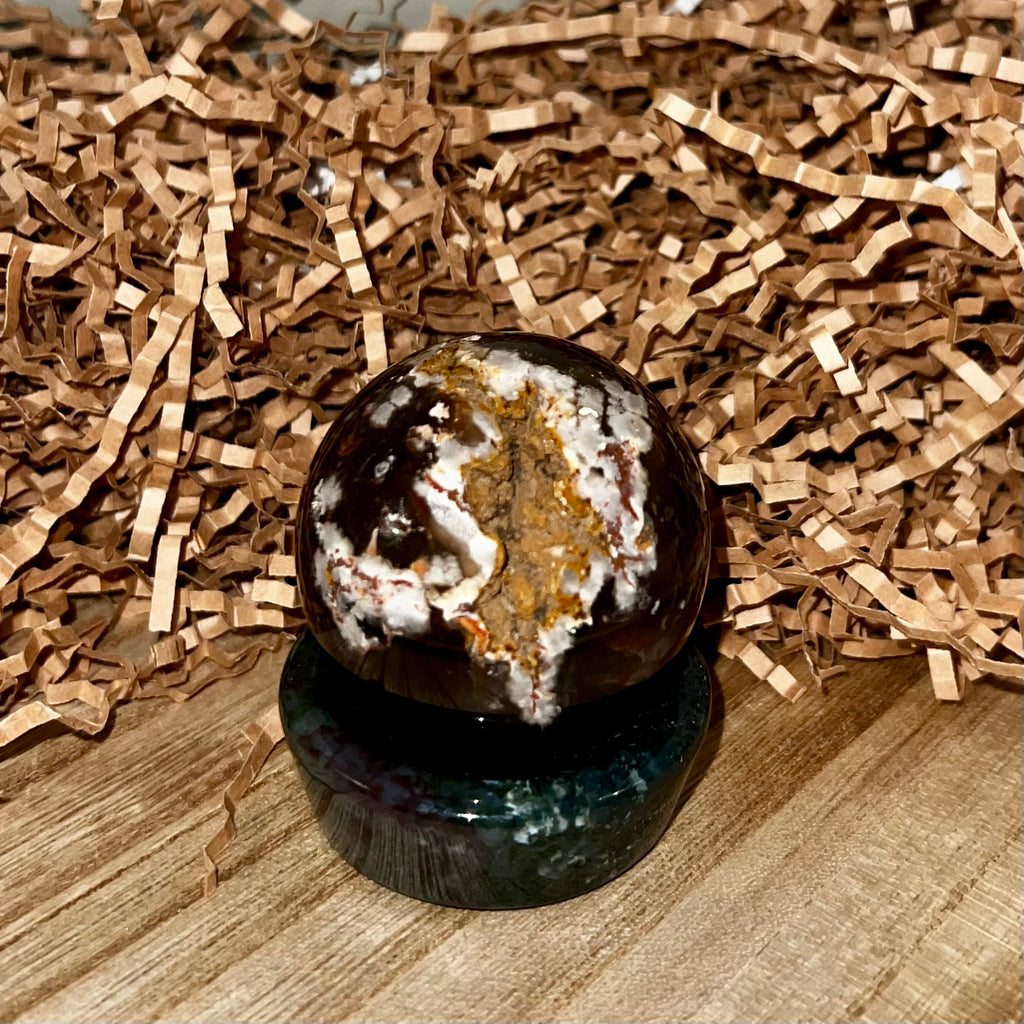 Carnelian With Flower Agate Sphere