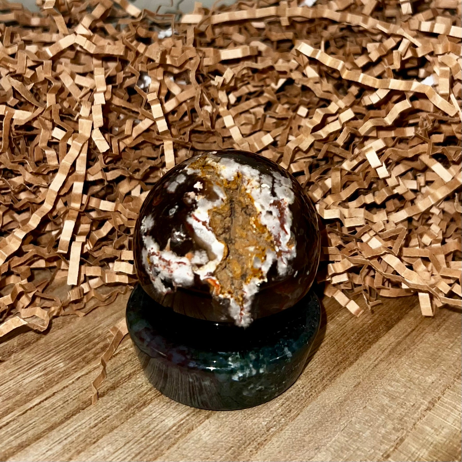 Carnelian With Flower Agate Sphere
