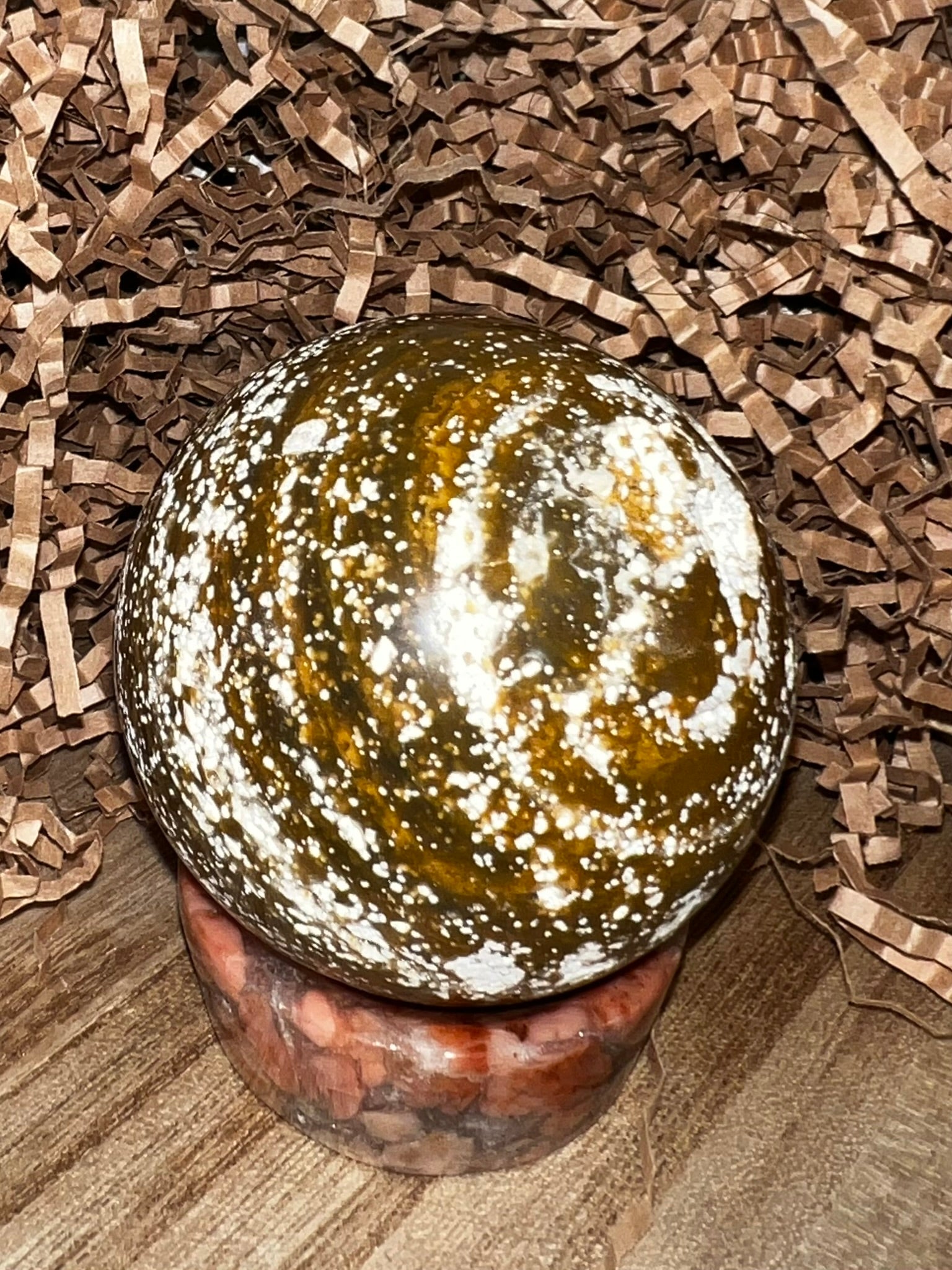 Orbicular Ocean Jasper Sphere