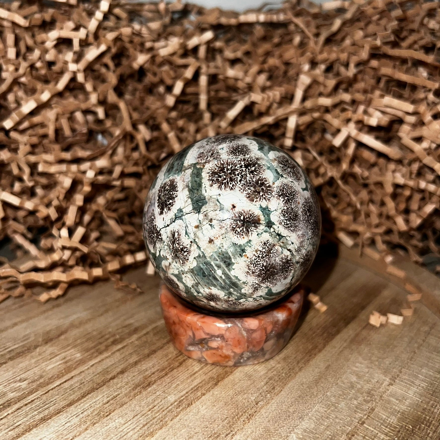 Green Cherry Blossom Agate/Sakura Sphere