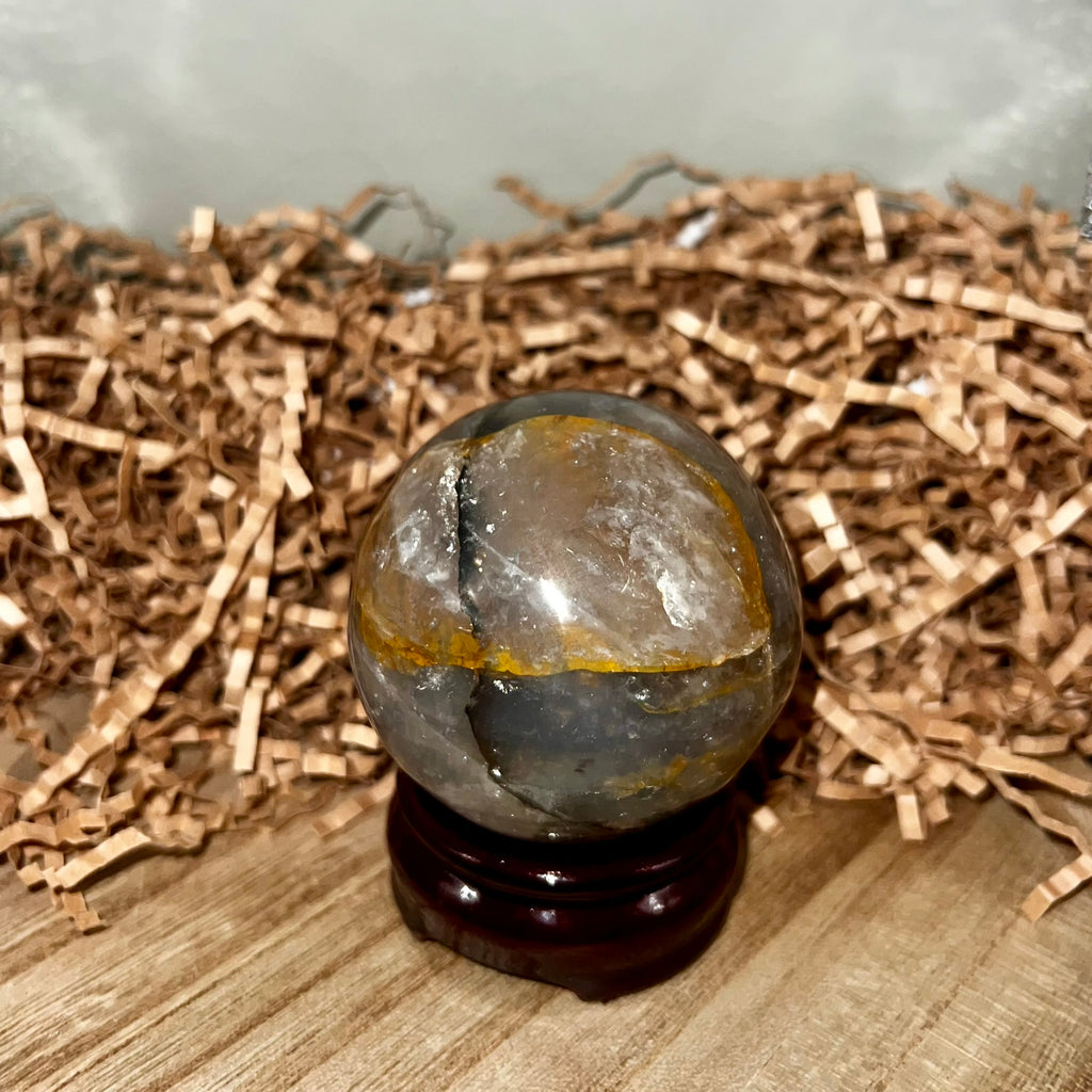 Blue Rose Quartz with Golden Healer Sphere