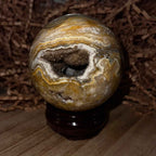 Yellow Crazy Lace Agate Druzy Sphere