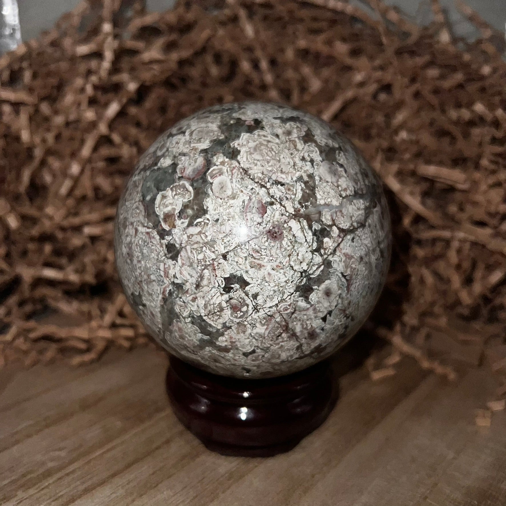 Green Cherry Blossom Agate/Sakura Sphere