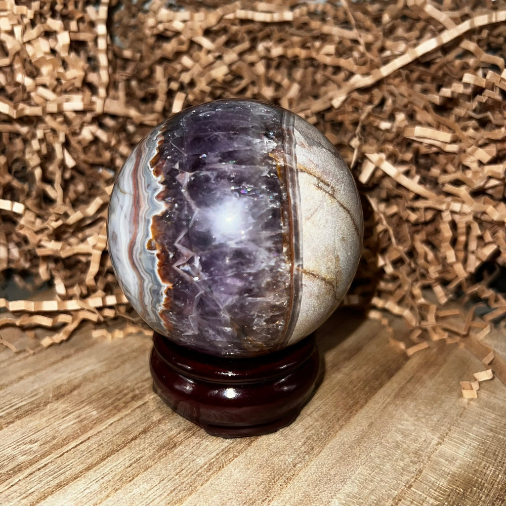 Amethyst with Mexican Crazy Lace Sphere