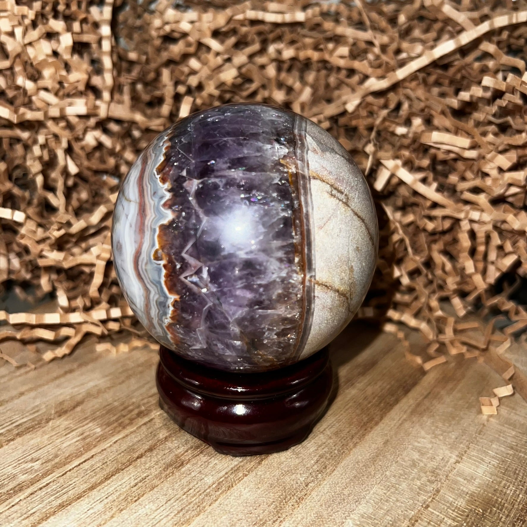Amethyst with Mexican Crazy Lace Sphere
