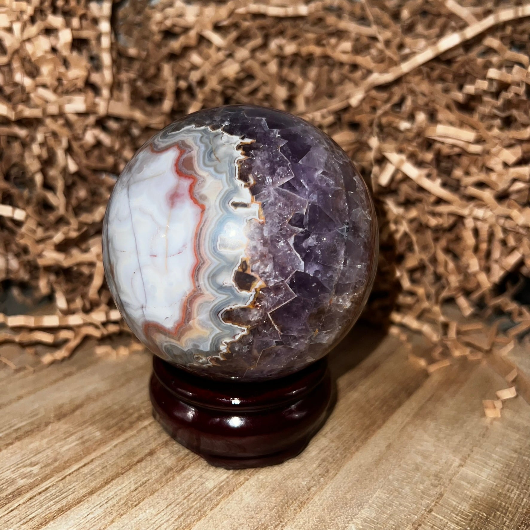 Amethyst with Mexican Crazy Lace Sphere