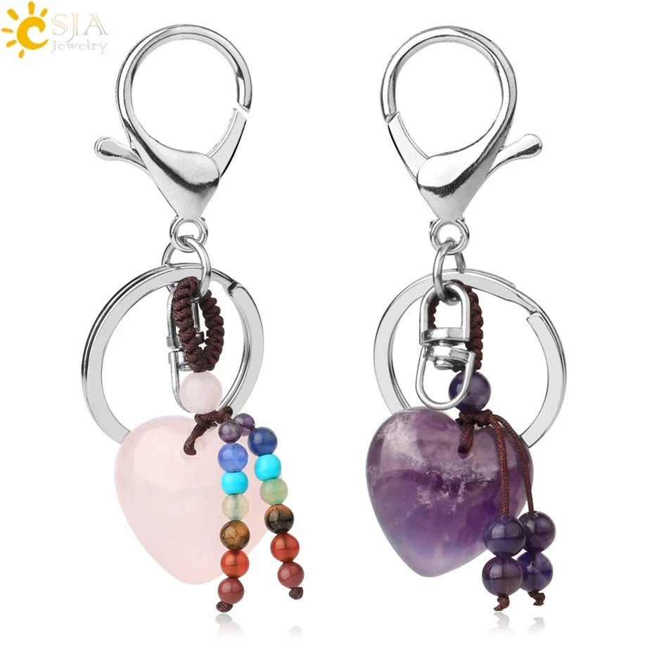 Crystal Heart Keychain – Choose Your Stone