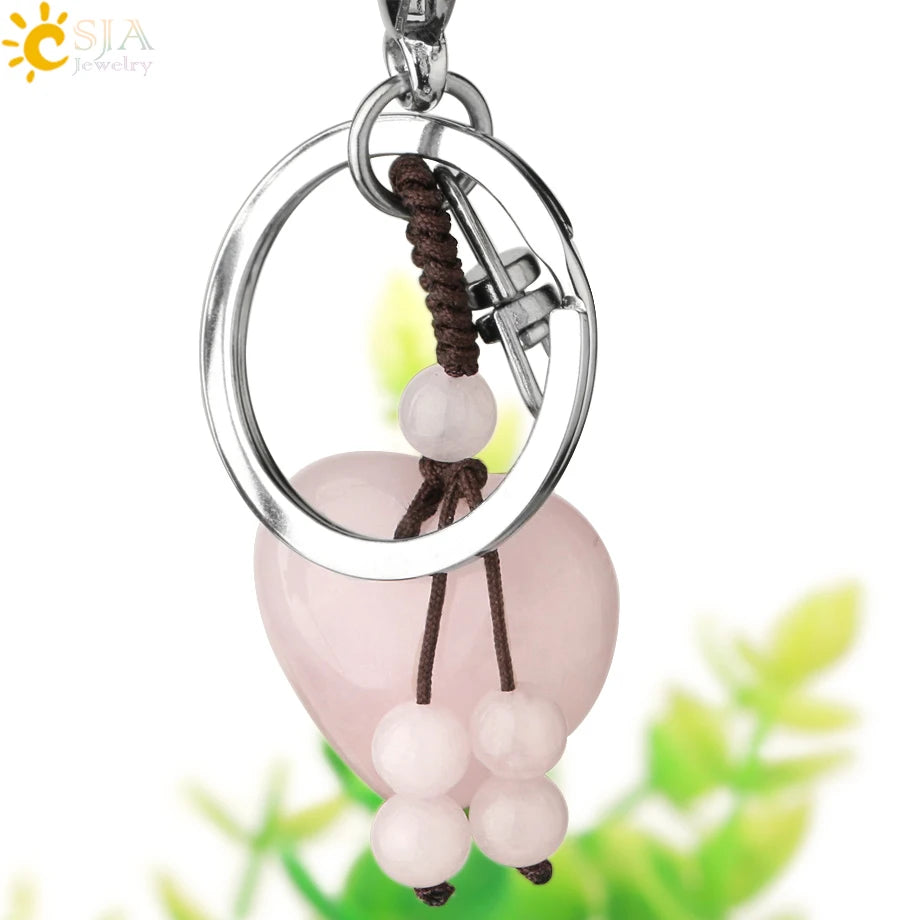 Crystal Heart Keychain – Choose Your Stone