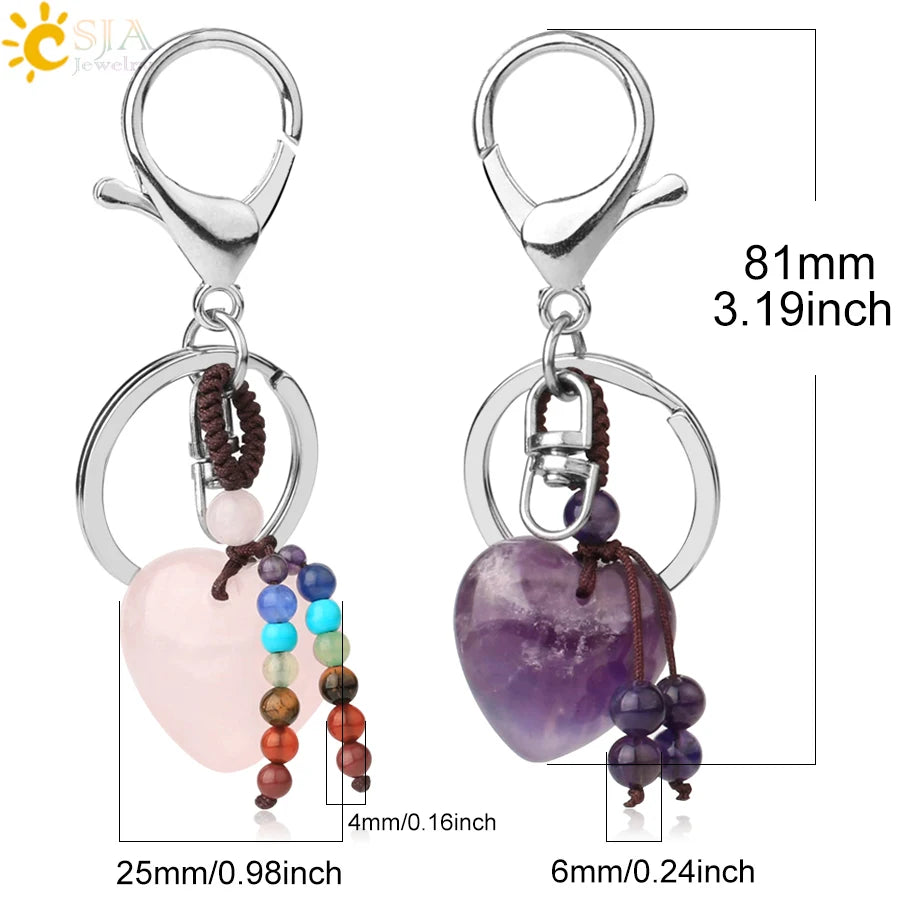 Crystal Heart Keychain – Choose Your Stone