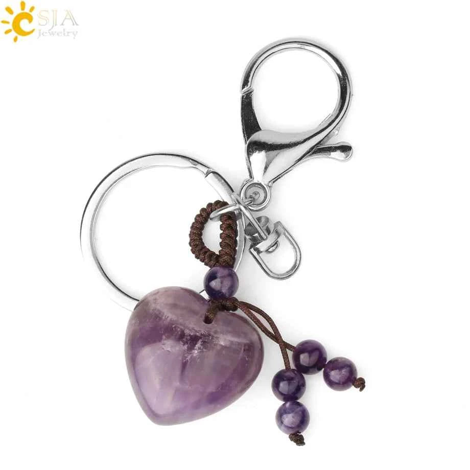 Crystal Heart Keychain – Choose Your Stone