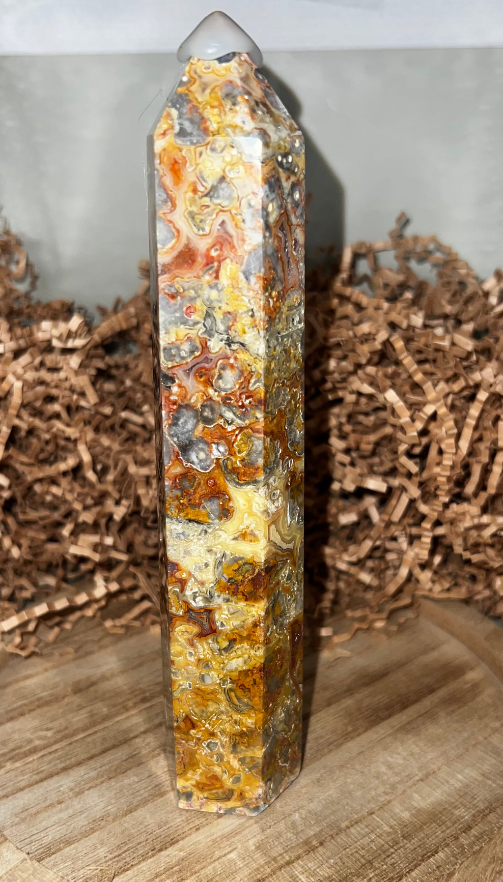 Yellow Crazy Lace Agate Tower