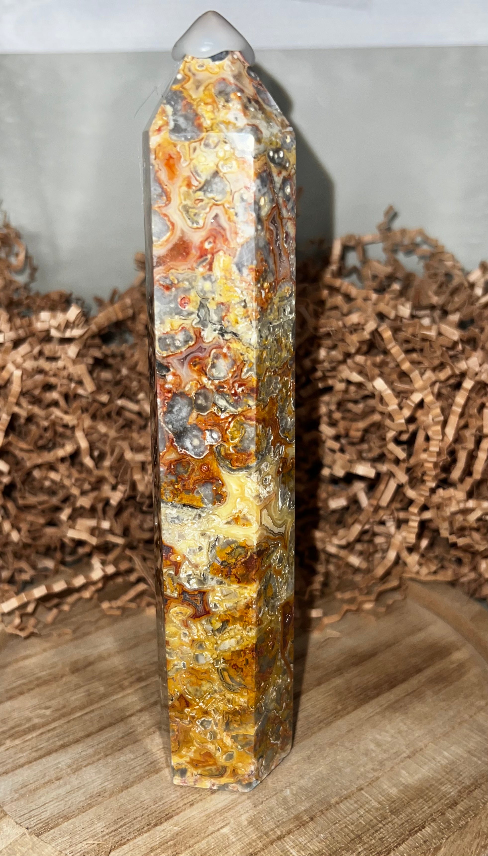 Yellow Crazy Lace Agate Tower