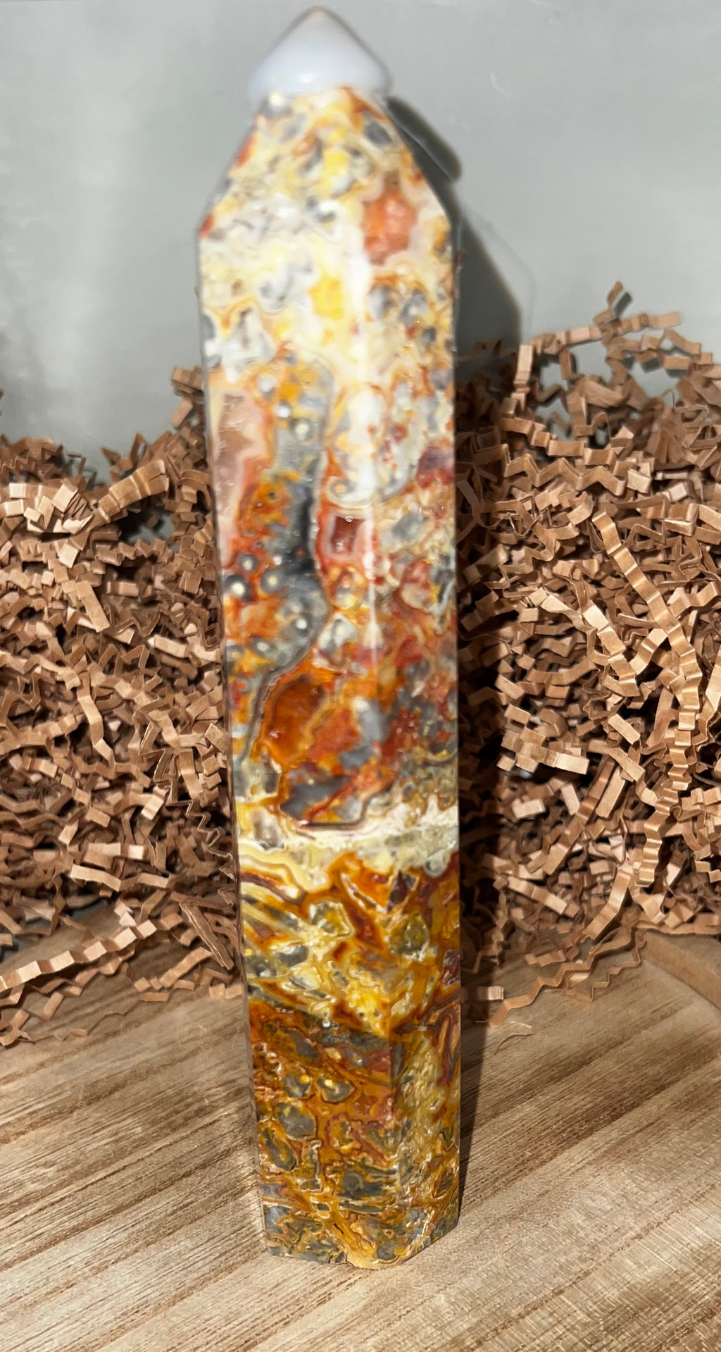Yellow Crazy Lace Agate Tower