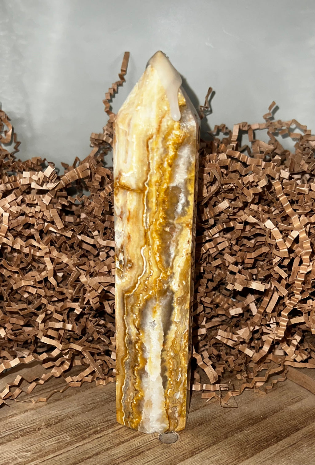 Yellow Crazy Lace Agate Tower