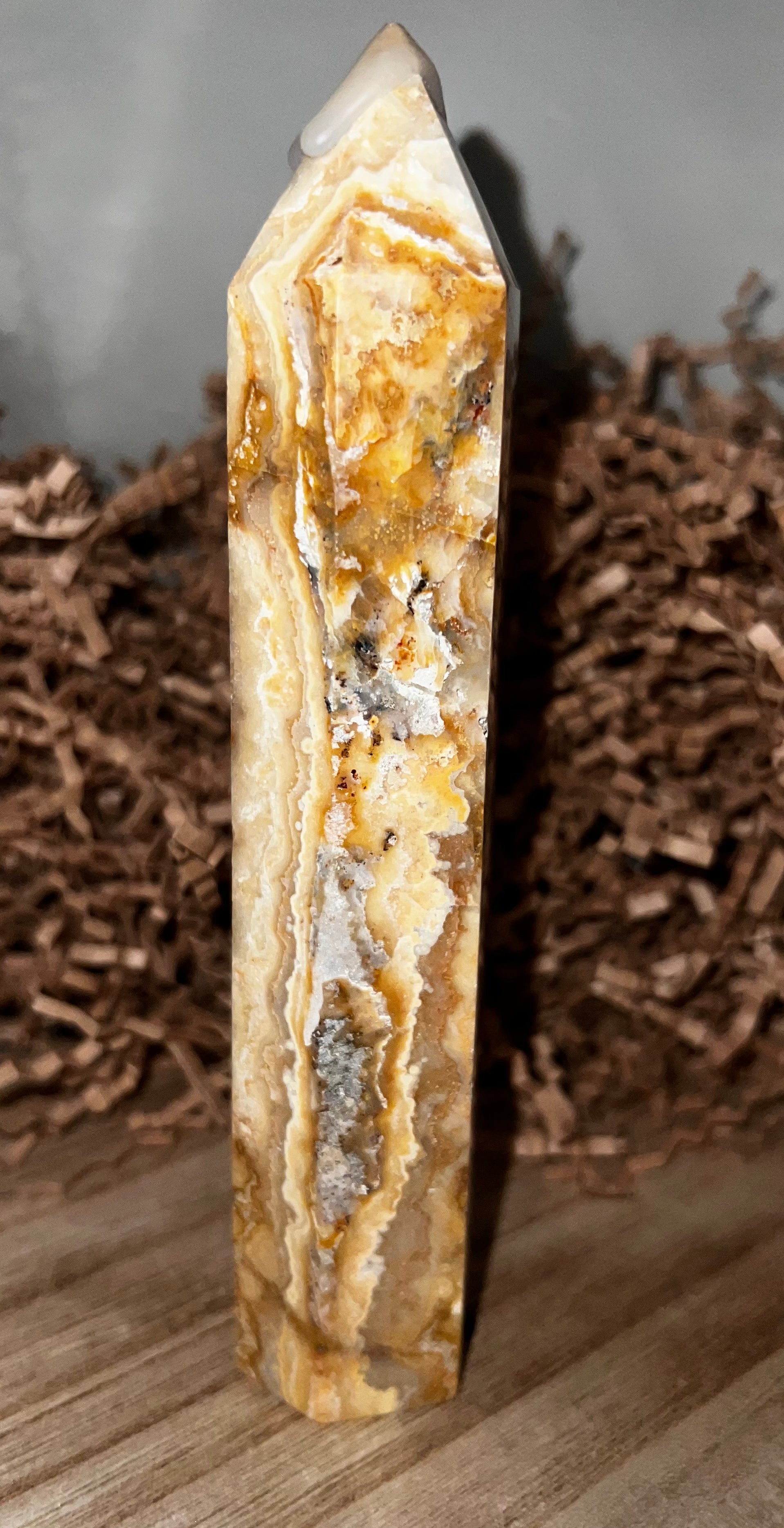 Yellow Crazy Lace Agate Tower
