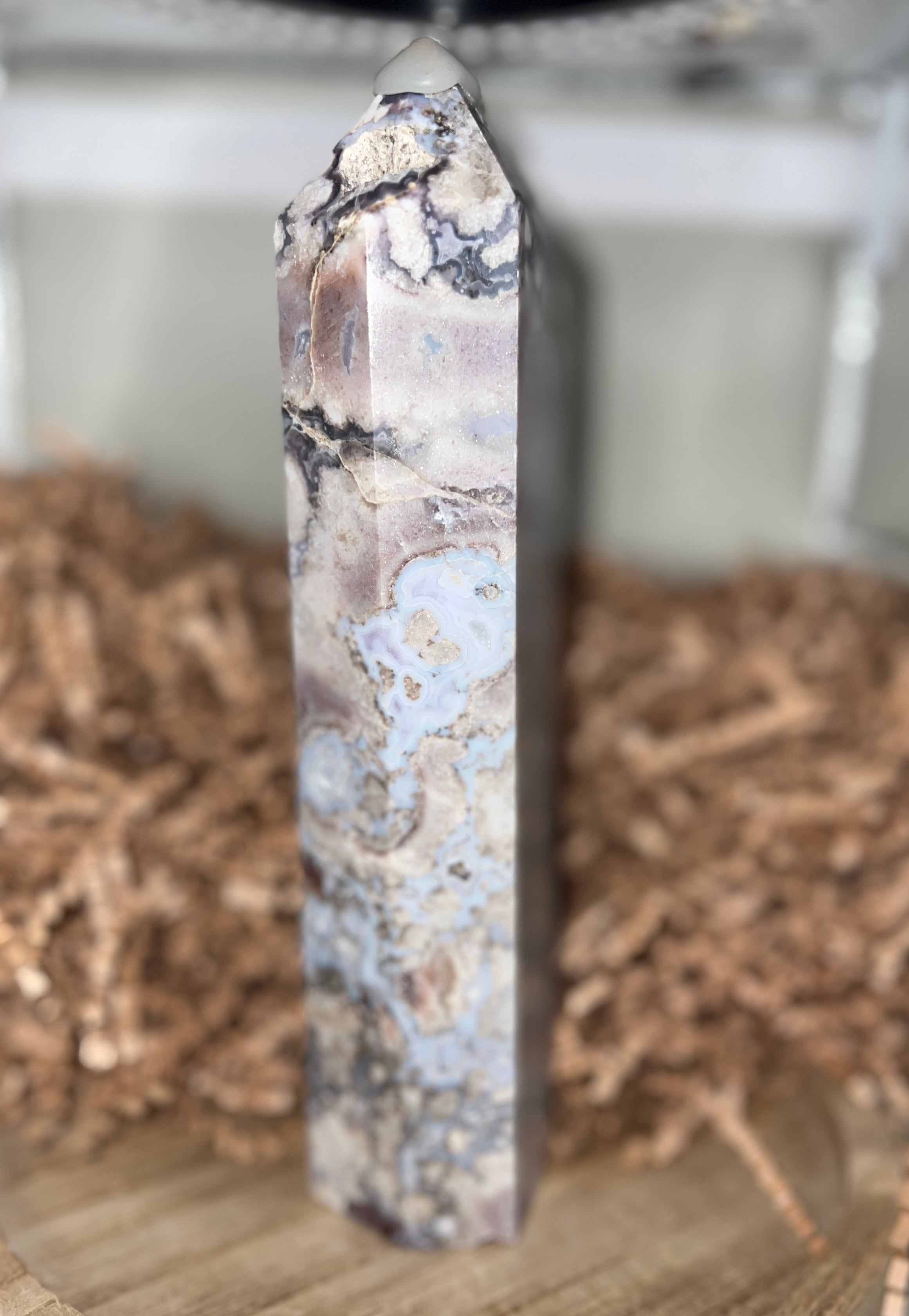 Blue Flower Agate Tower