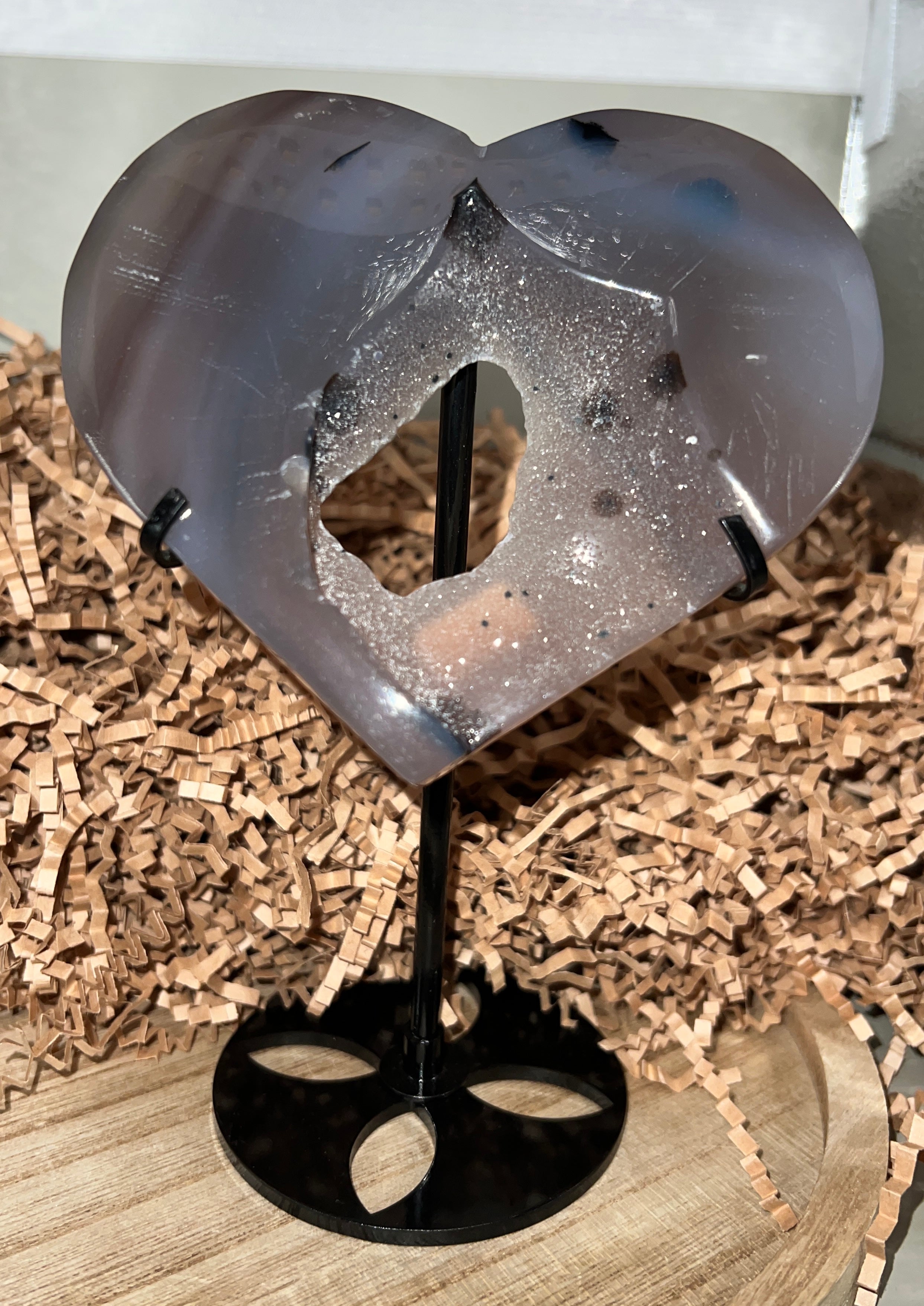Jelly Agate Heart Portal on Stand