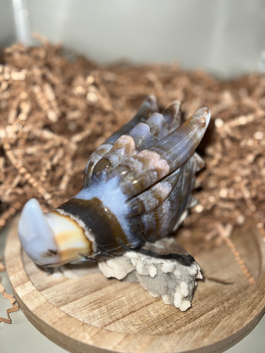 Blue Banded Agate Dragon Skull
