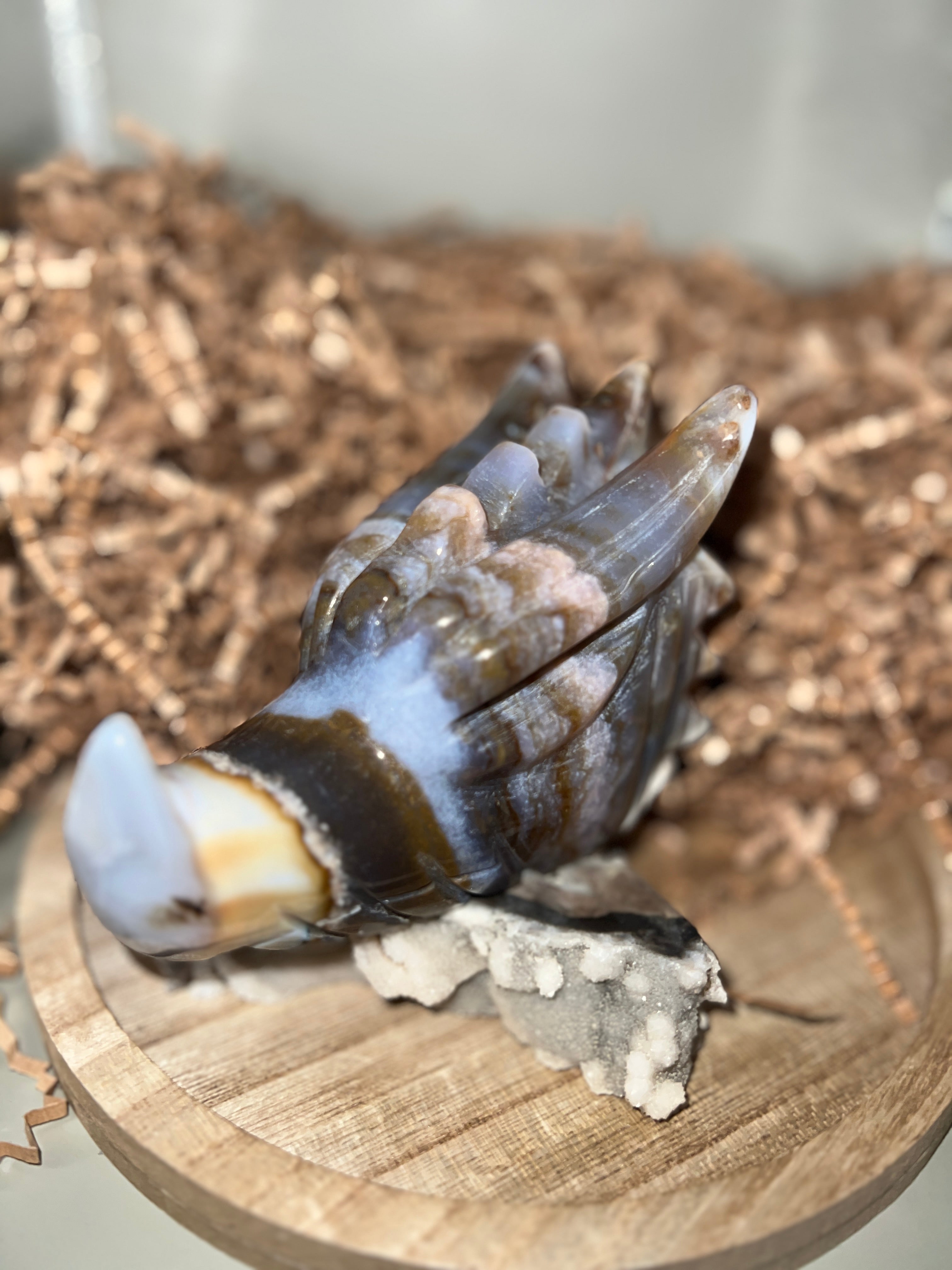 Blue Banded Agate Dragon Skull