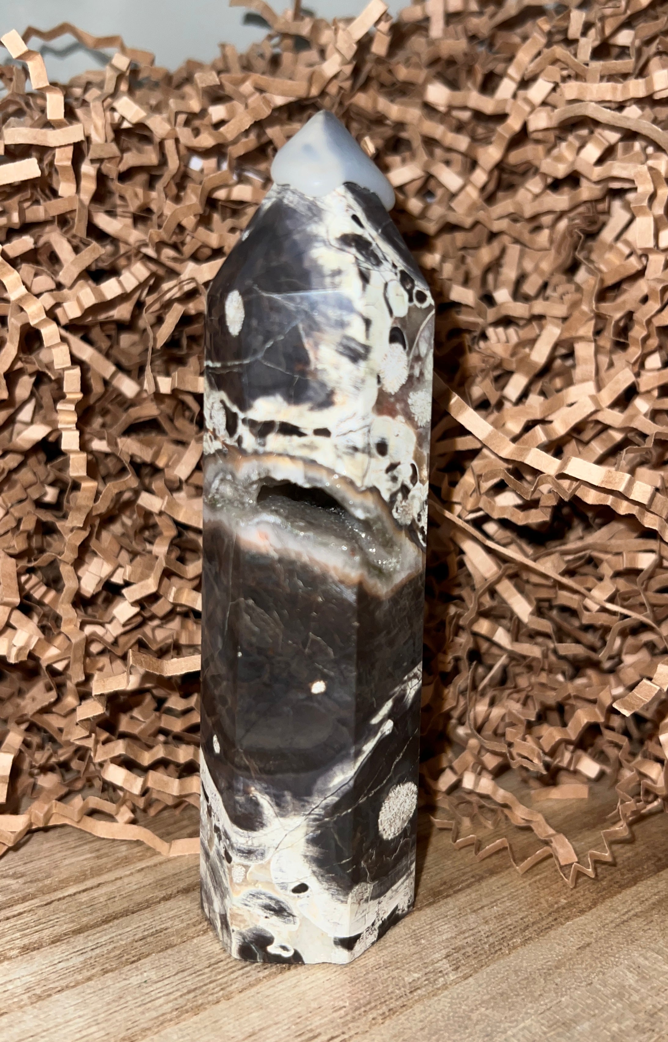 Druzy Money Agate Tower