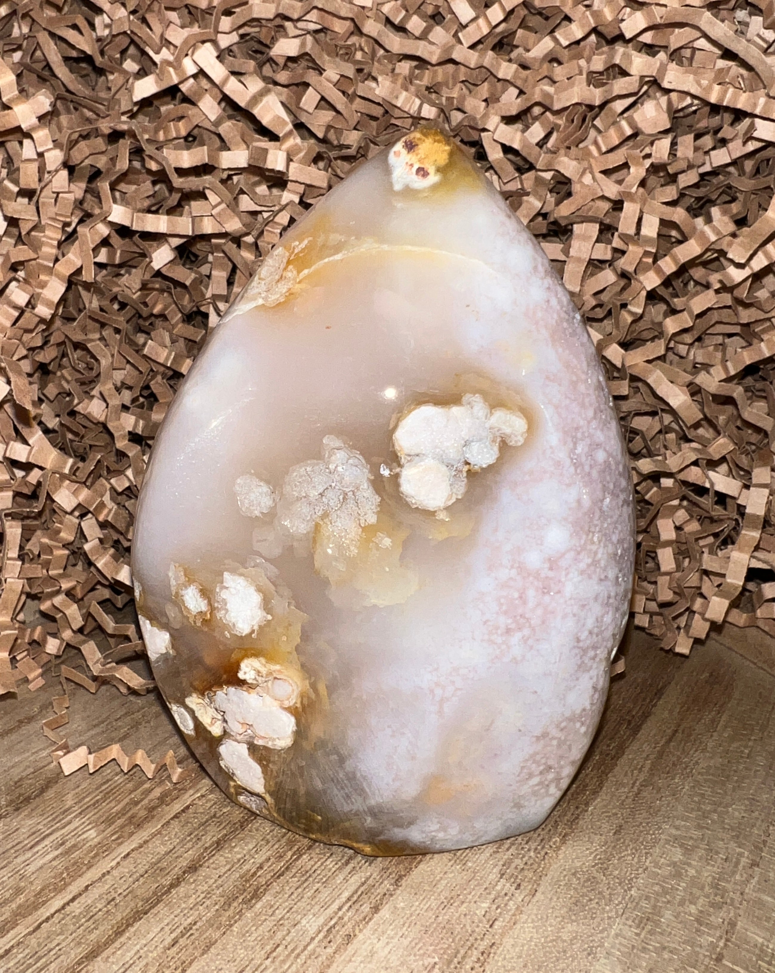 Pink Amethyst with Flower Agate Teardrop