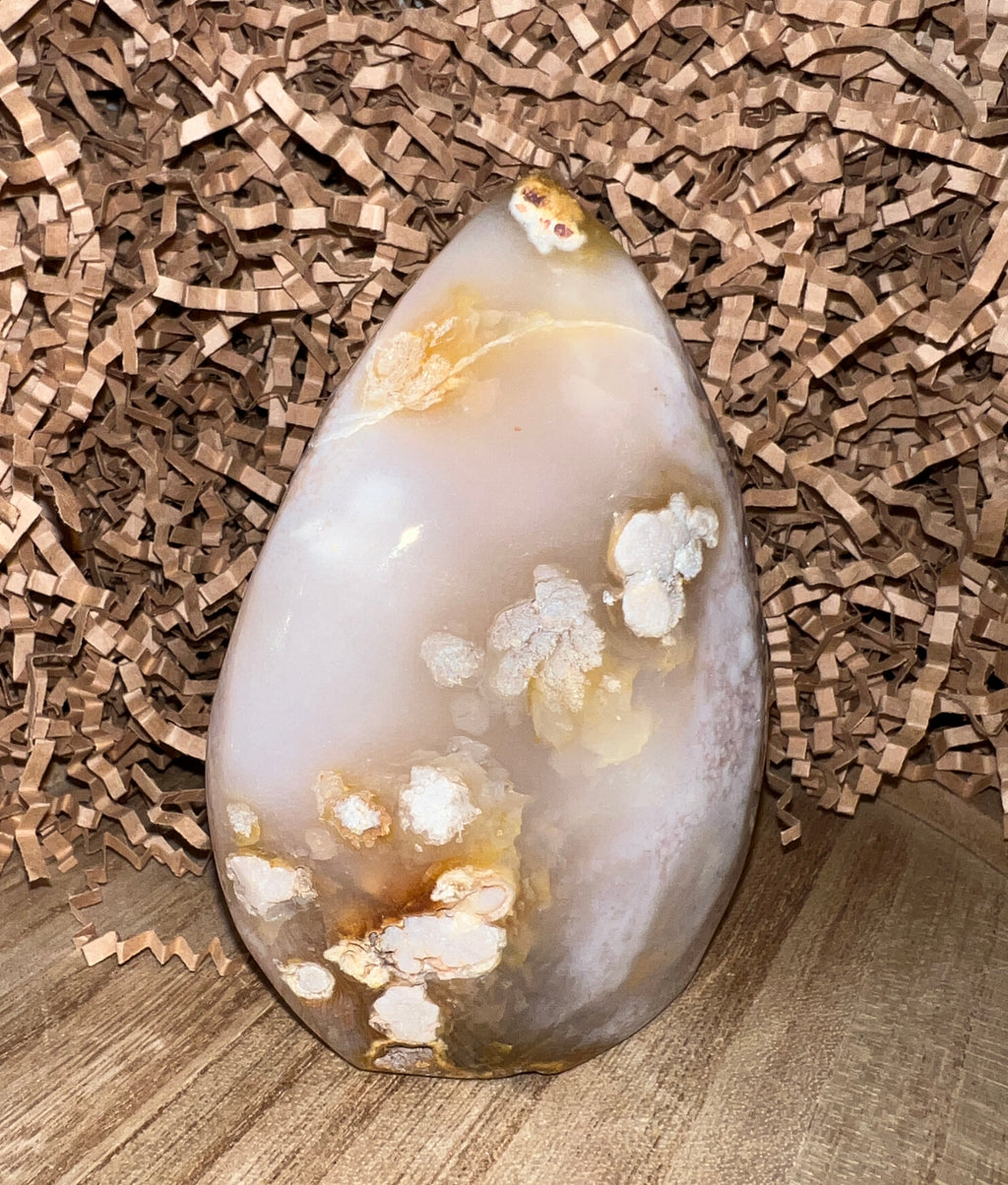 Pink Amethyst with Flower Agate Teardrop