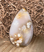 Pink Amethyst with Flower Agate Teardrop