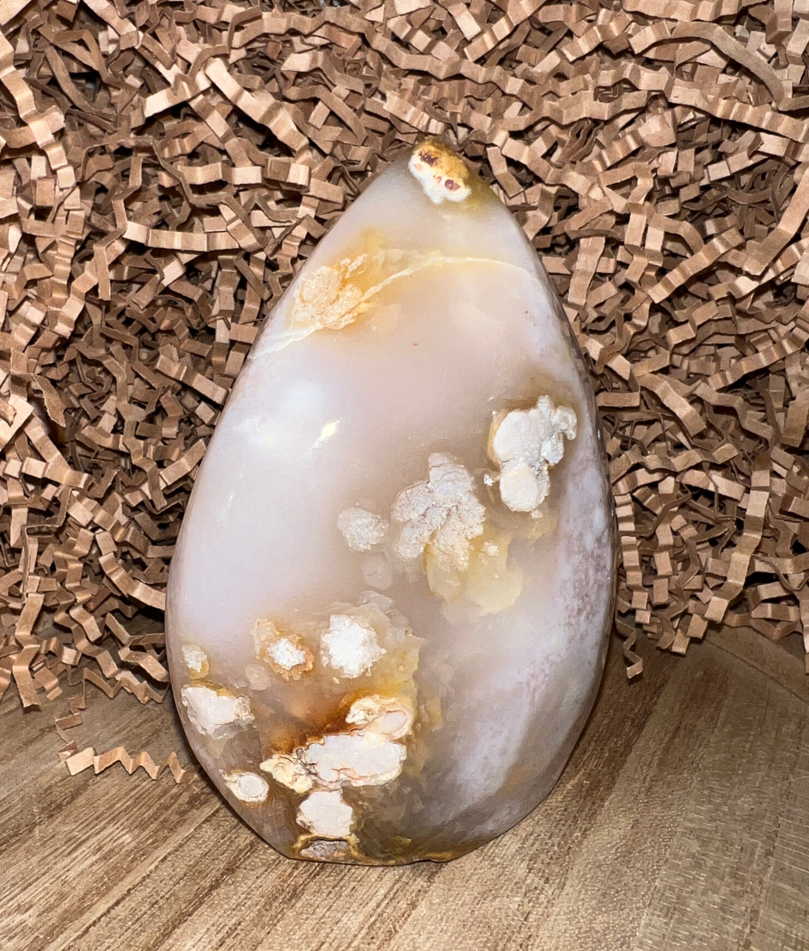 Pink Amethyst with Flower Agate Teardrop