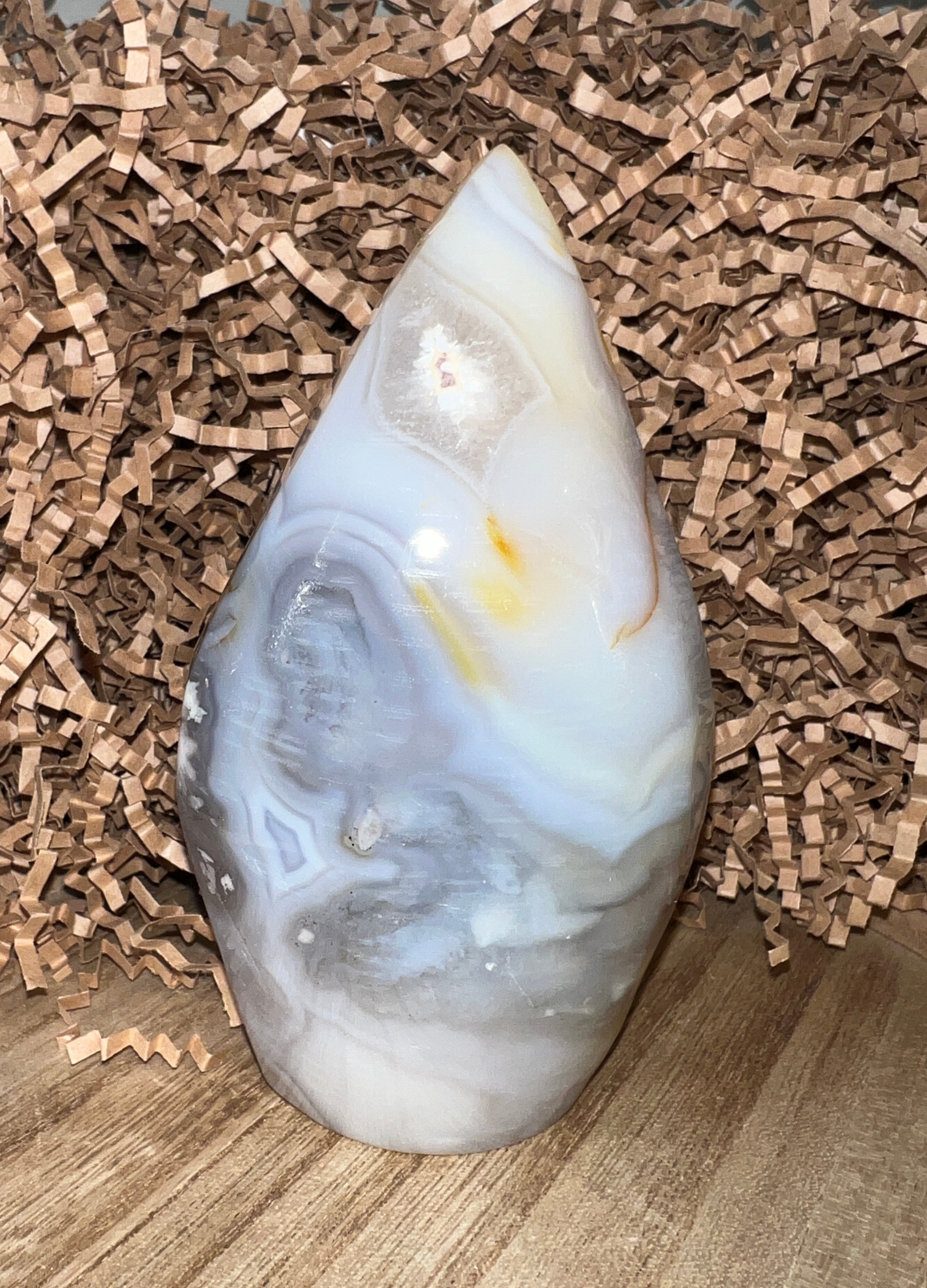 Druzy Grey & White Banded Agate Teardrop
