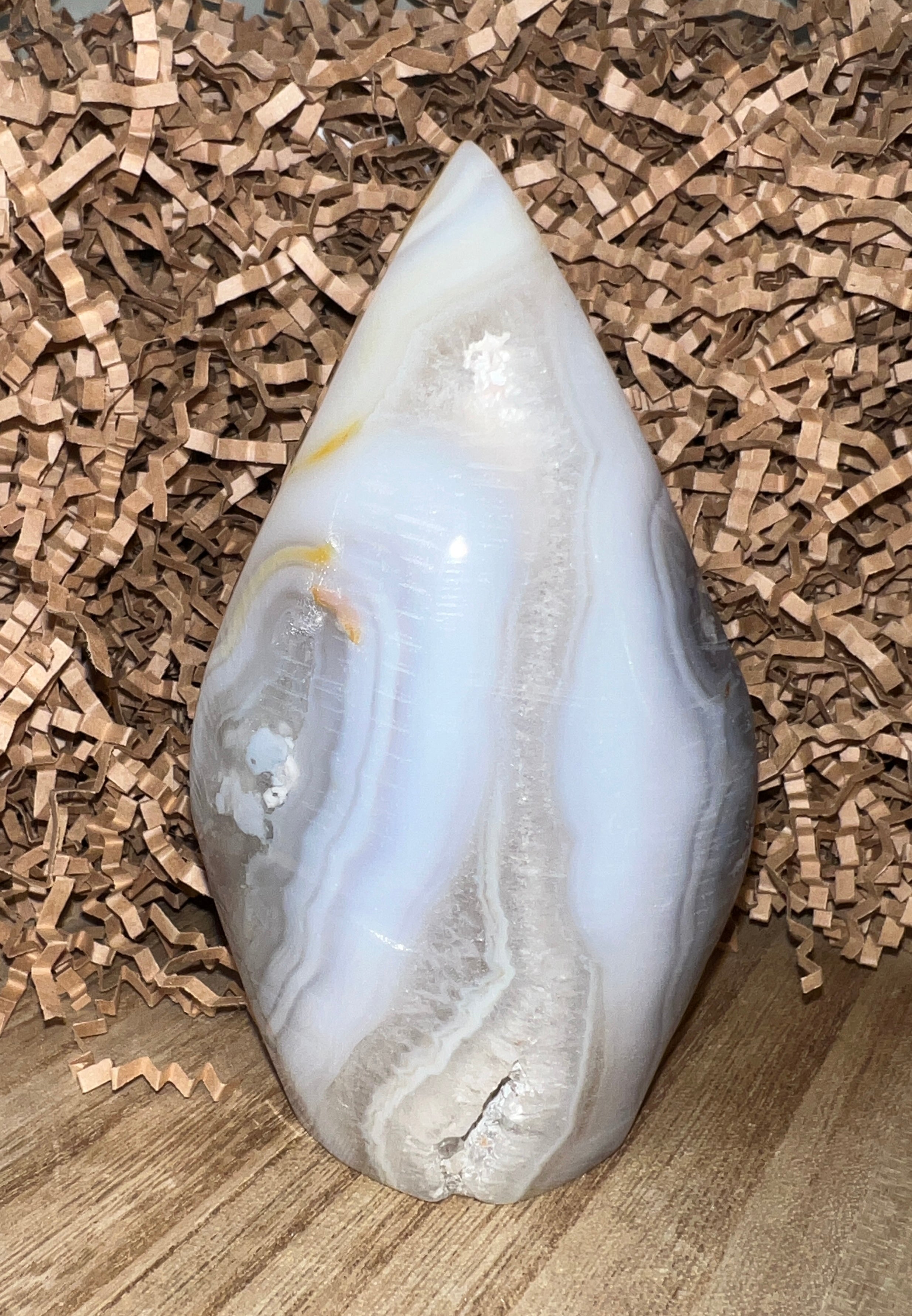 Druzy Grey & White Banded Agate Teardrop