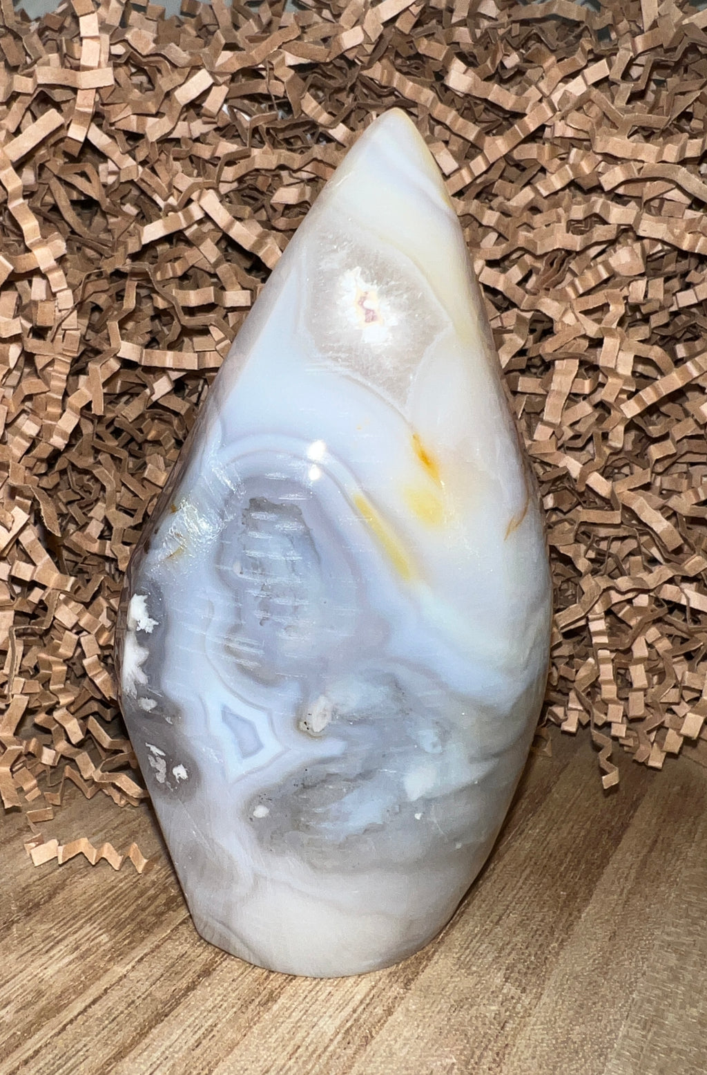 Druzy Grey & White Banded Agate Teardrop