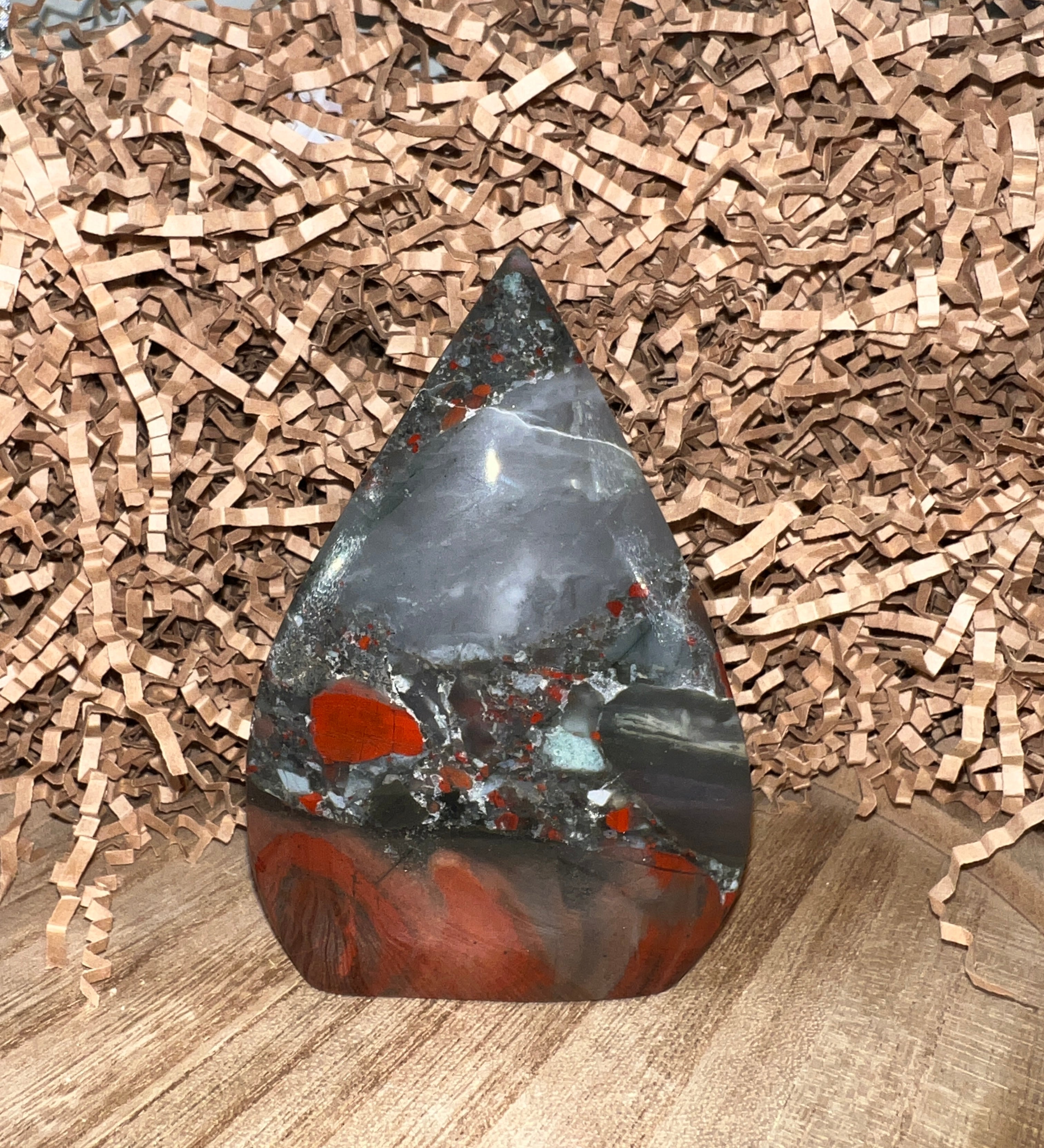 African Bloodstone with Pyrite Teardrop