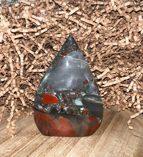 African Bloodstone with Pyrite Teardrop