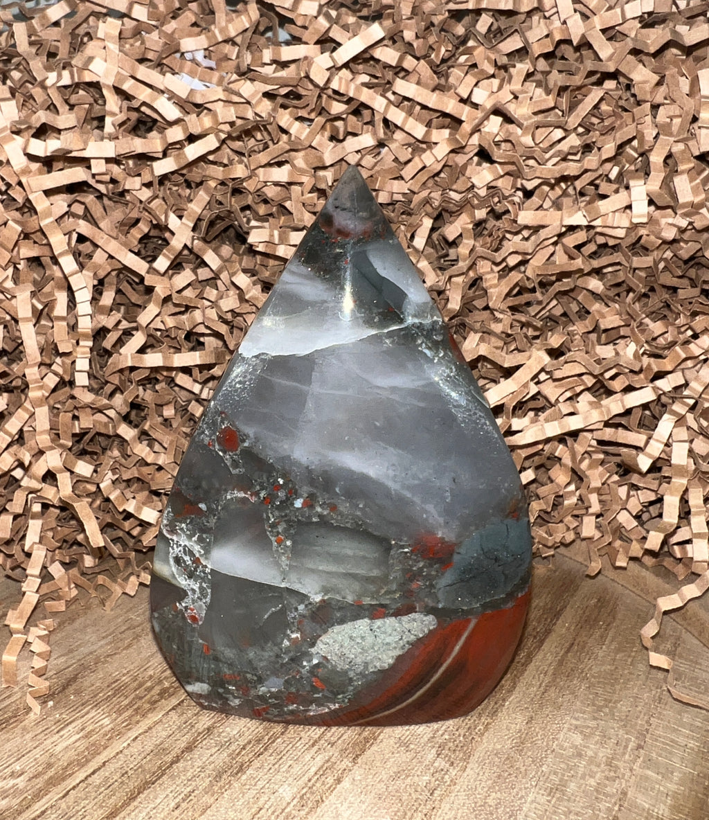 African Bloodstone with Pyrite Teardrop