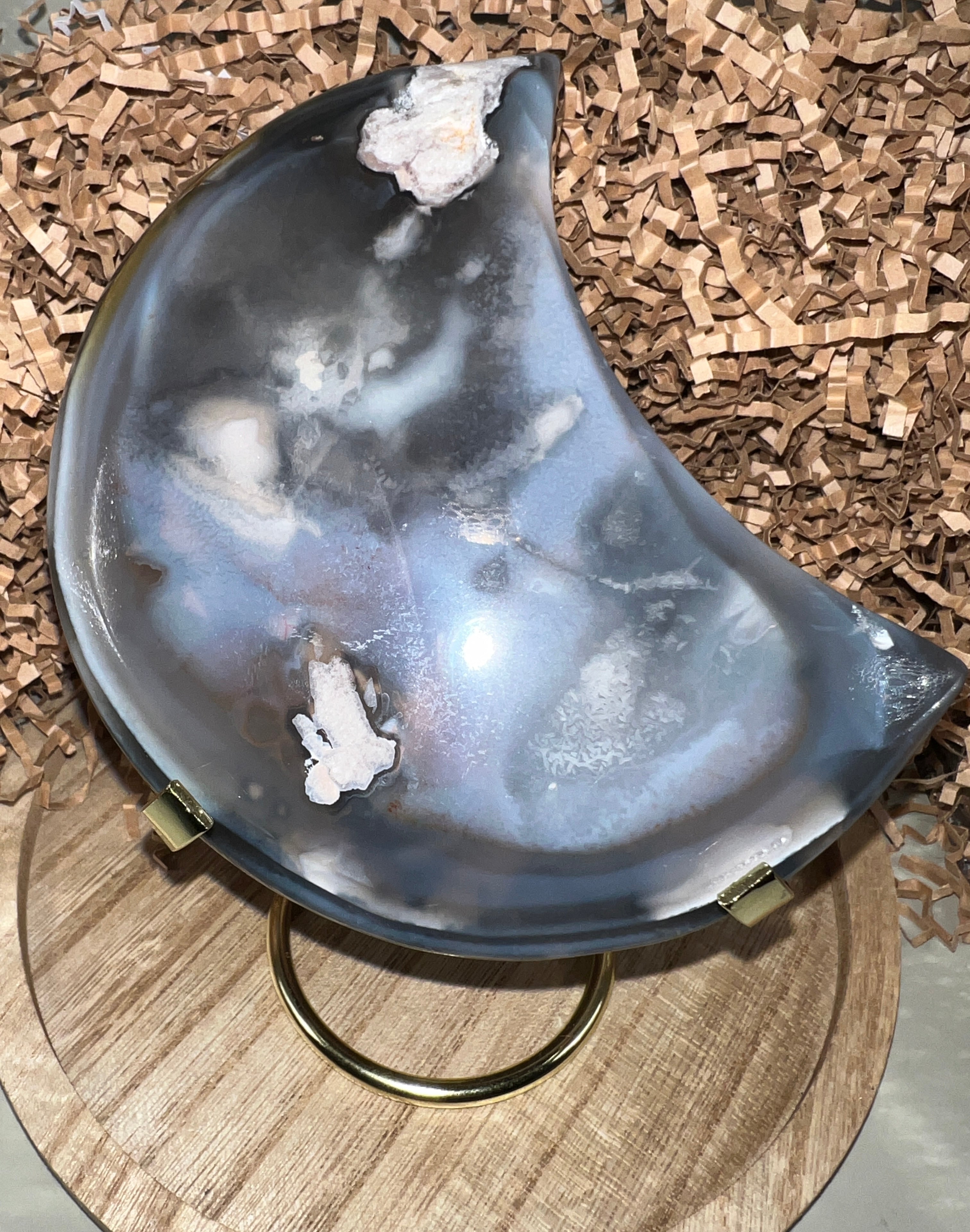 Blue  Flower Agate Moon
