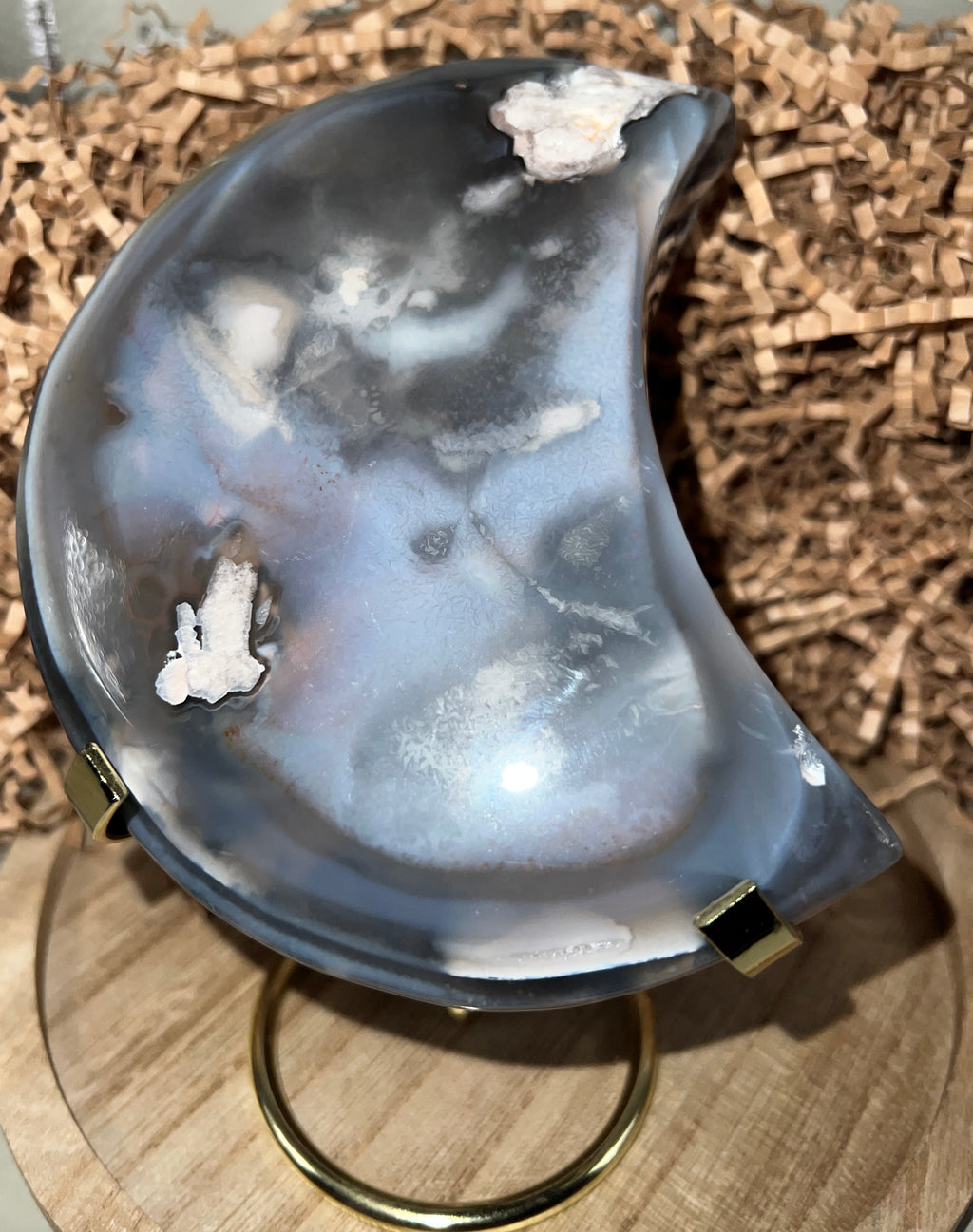Blue  Flower Agate Moon