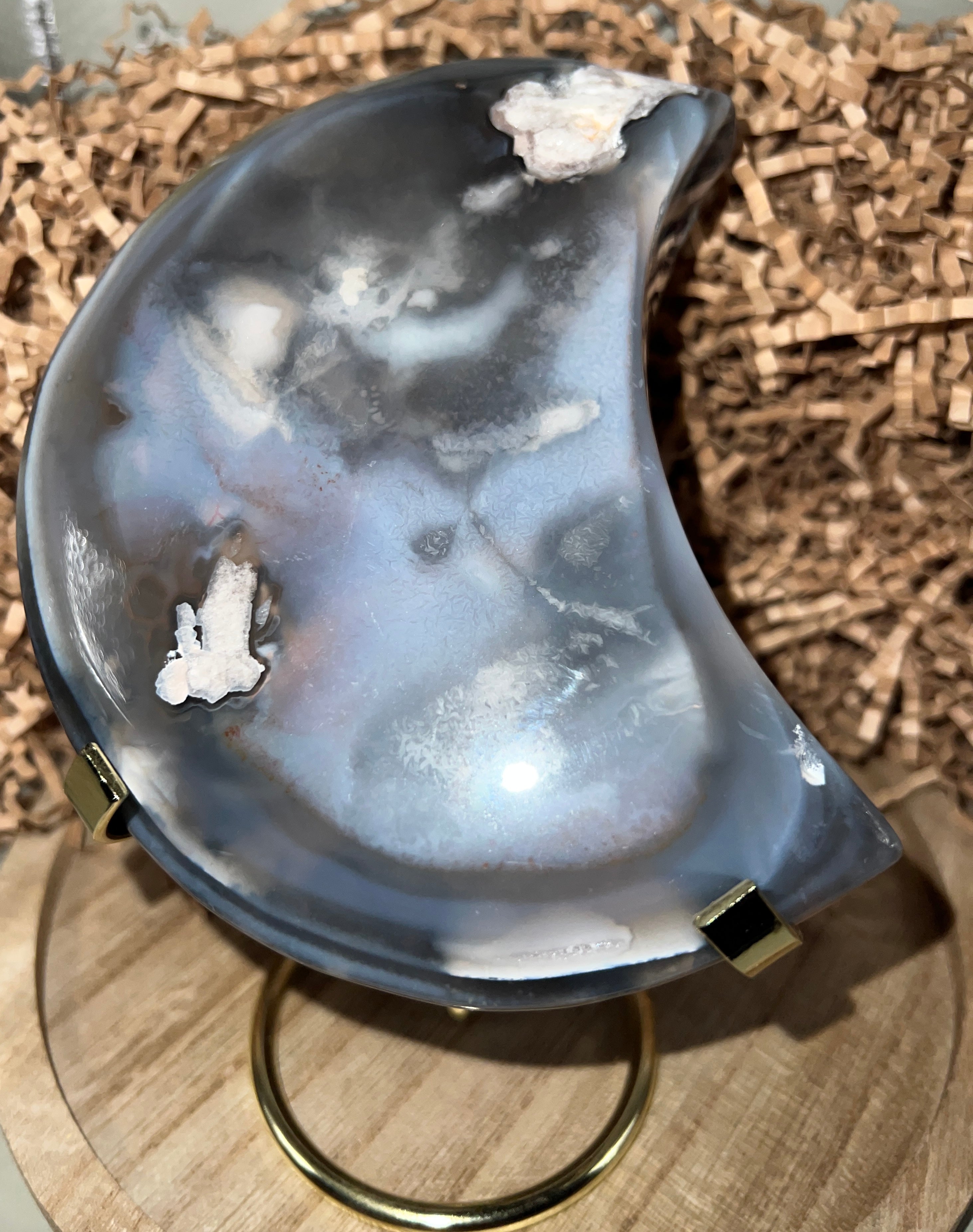 Blue  Flower Agate Moon