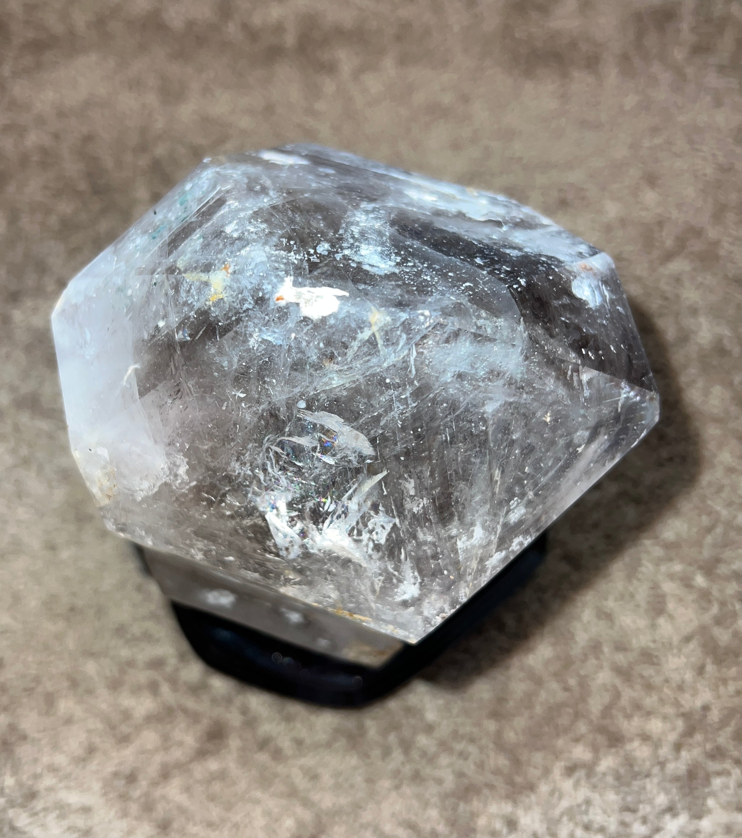 Smoky Quartz Tower with Multiple Enhydro Inclusions