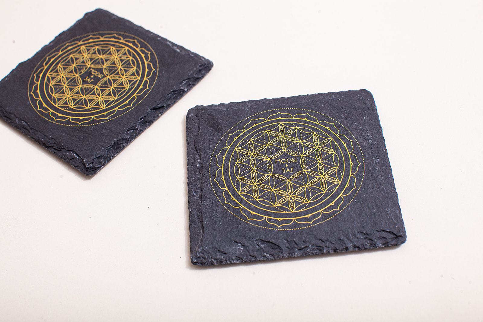 Sacred Geometry Slate Charging Plate
