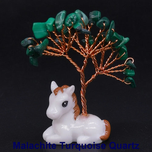 Crystal Gemstone Money Tree with Horse Base