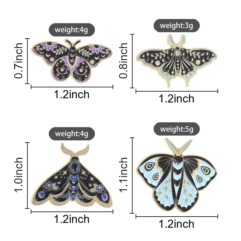 Witchy Moth Enamel Pins