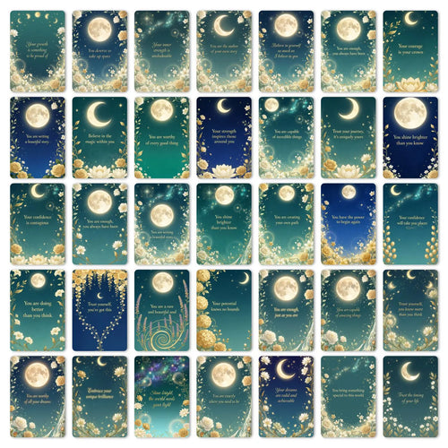 Moon & Flower Affirmation Cards - 36 Pieces